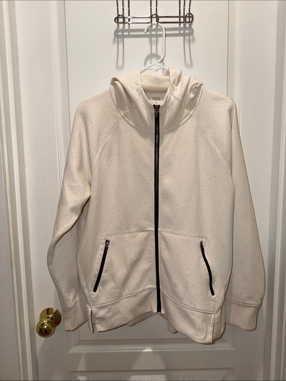 DSG Lightweight Speckled Off-White Zip Hoodie